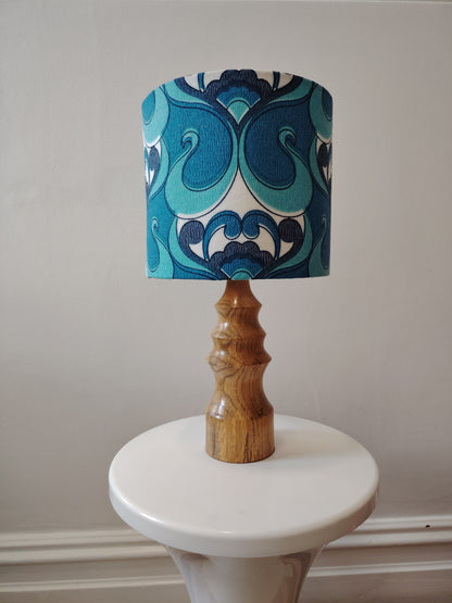 Vintage Turned Wood Lamp with Shade