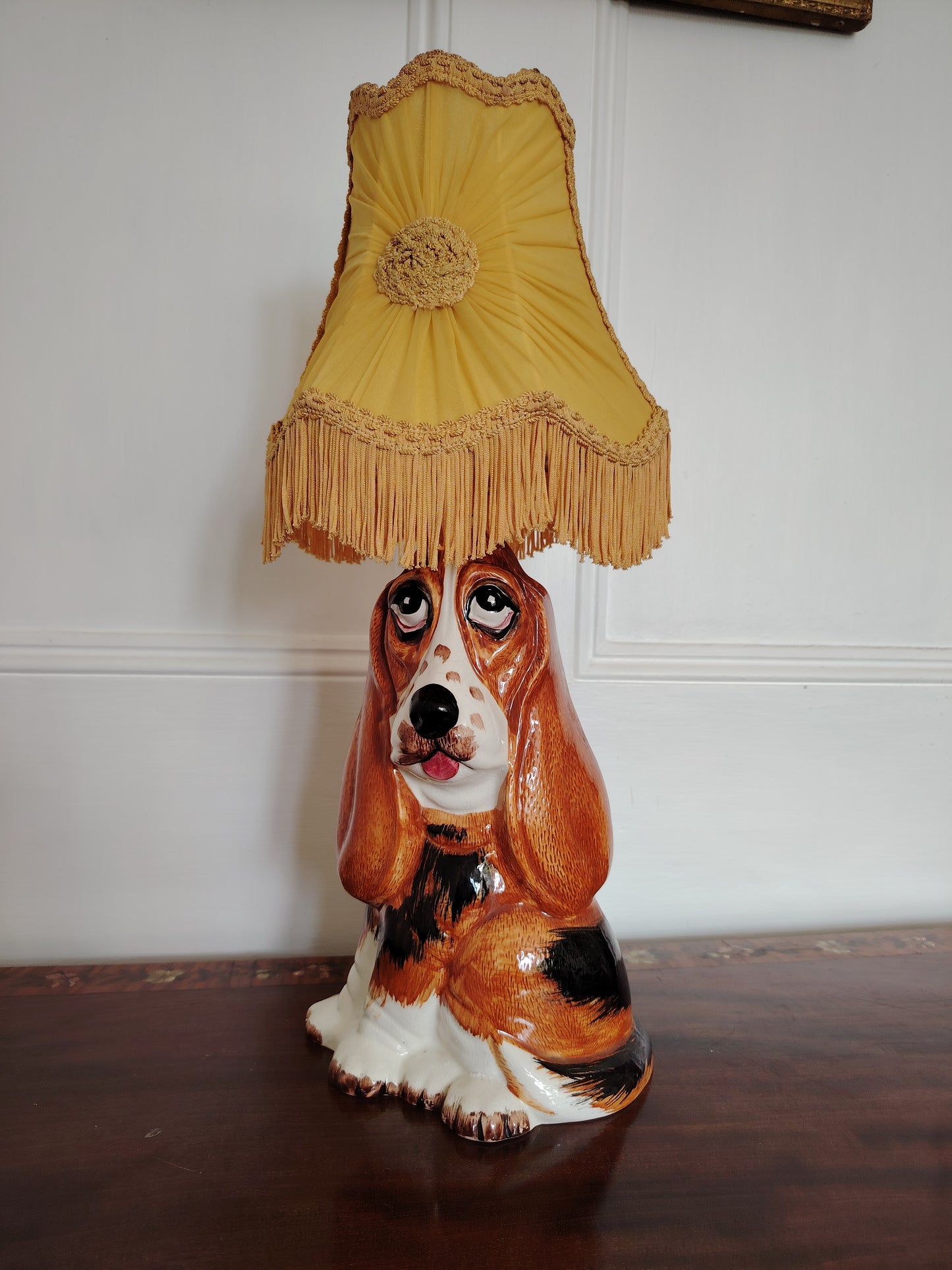 Vintage Large Reworked Bassett Hound Lamp