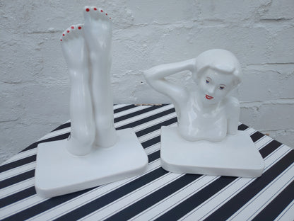 Vintage 80's Carlton Ware Lady Bookends