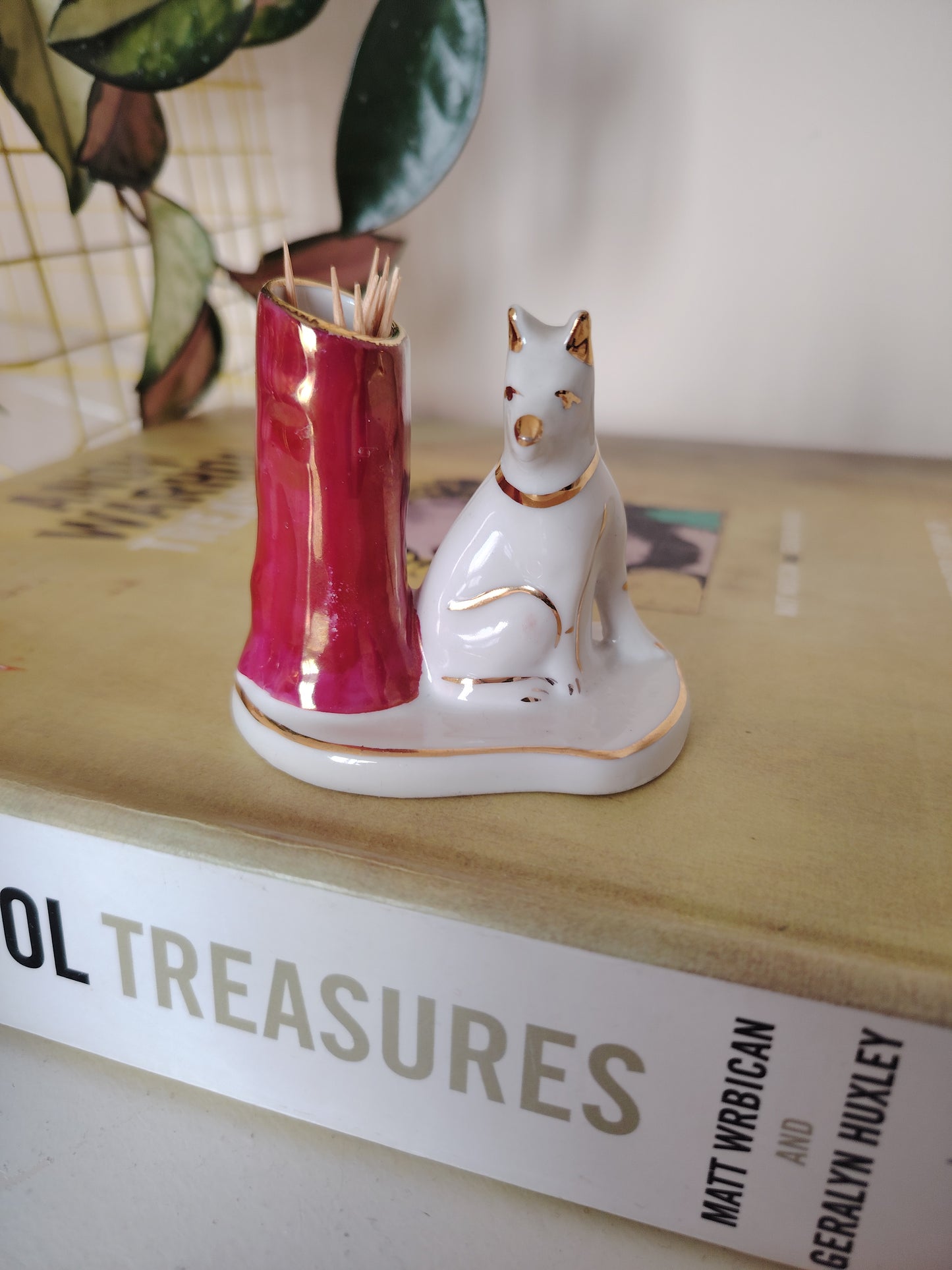 Limoges Dog Catchall/ Cocktail Stick/Match Holder