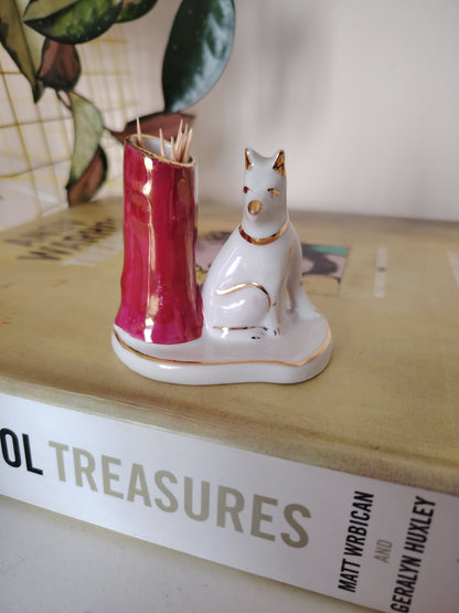 Limoges Dog Catchall/ Cocktail Stick/Match Holder