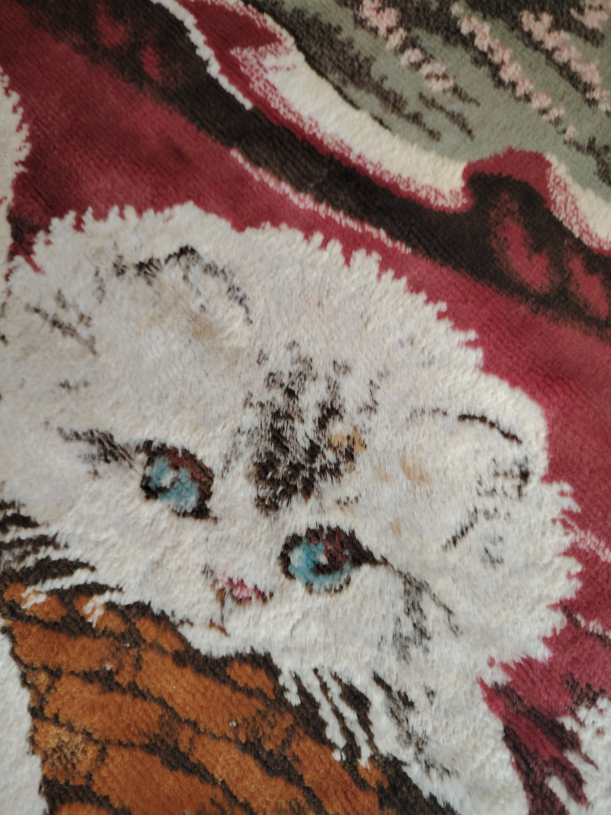Large Vintage Velvet Kittens Rug/ Tapestry