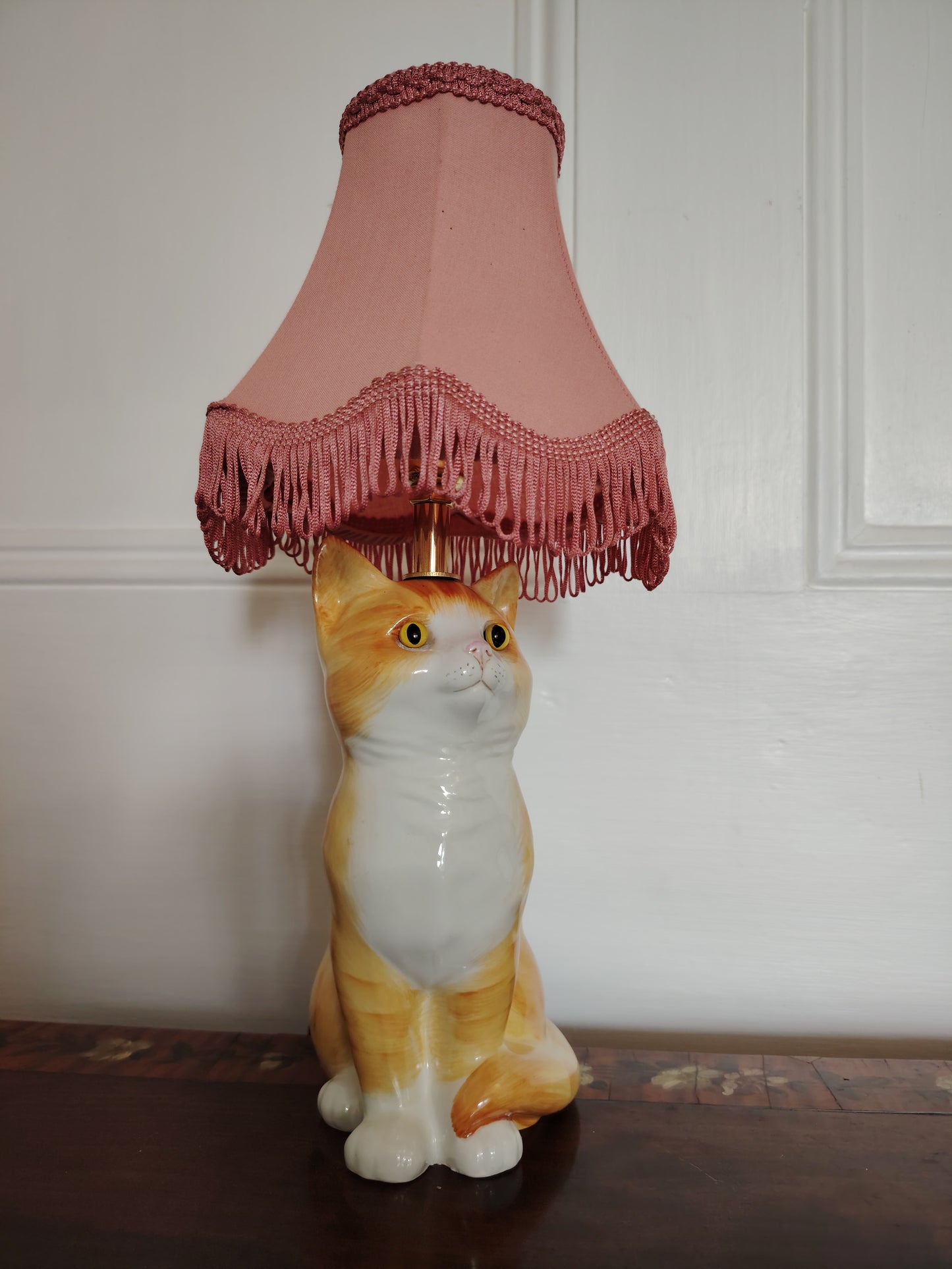 Vintage Reworked Small Ginger Cat Lamp