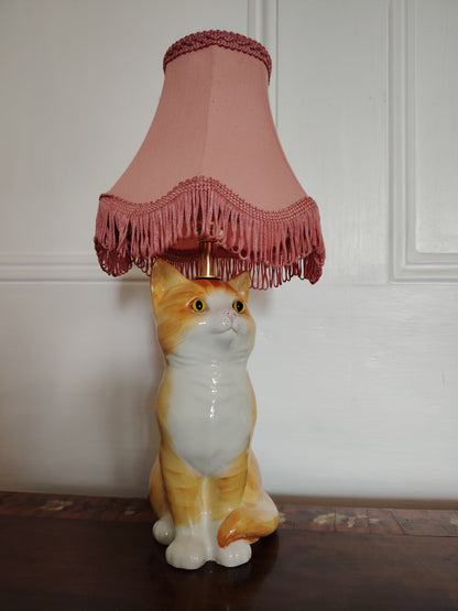 Vintage Reworked Small Ginger Cat Lamp