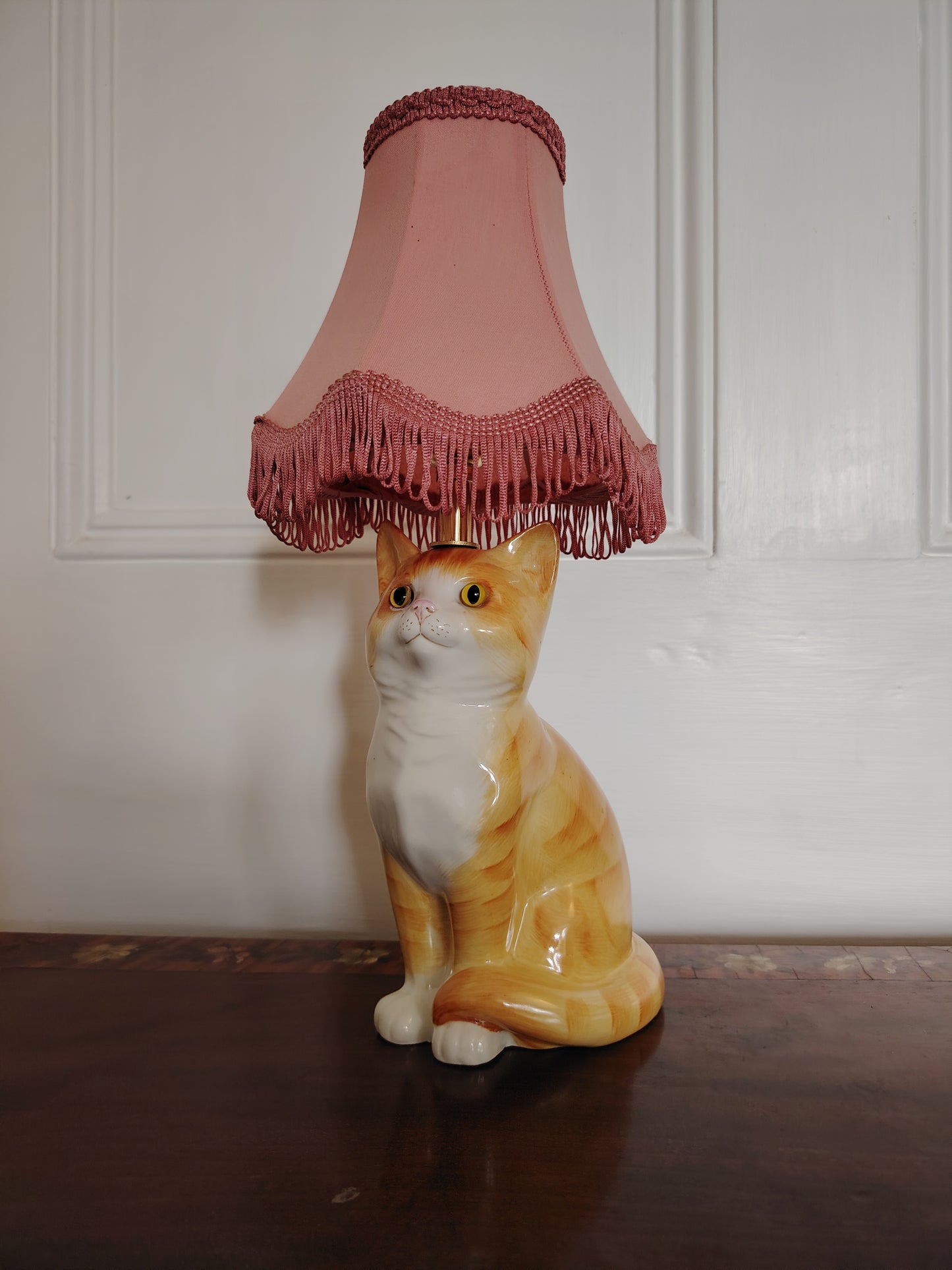 Vintage Reworked Small Ginger Cat Lamp