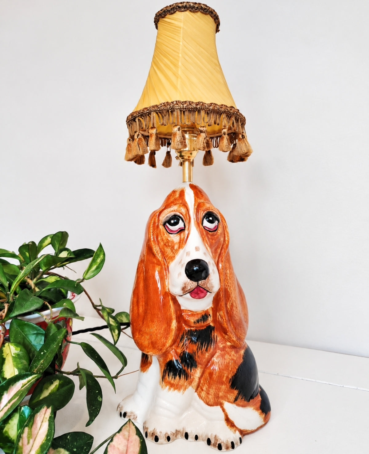 Vintage Large Reworked Bassett Hound Lamp