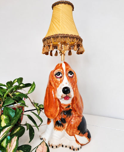 Vintage Large Reworked Bassett Hound Lamp