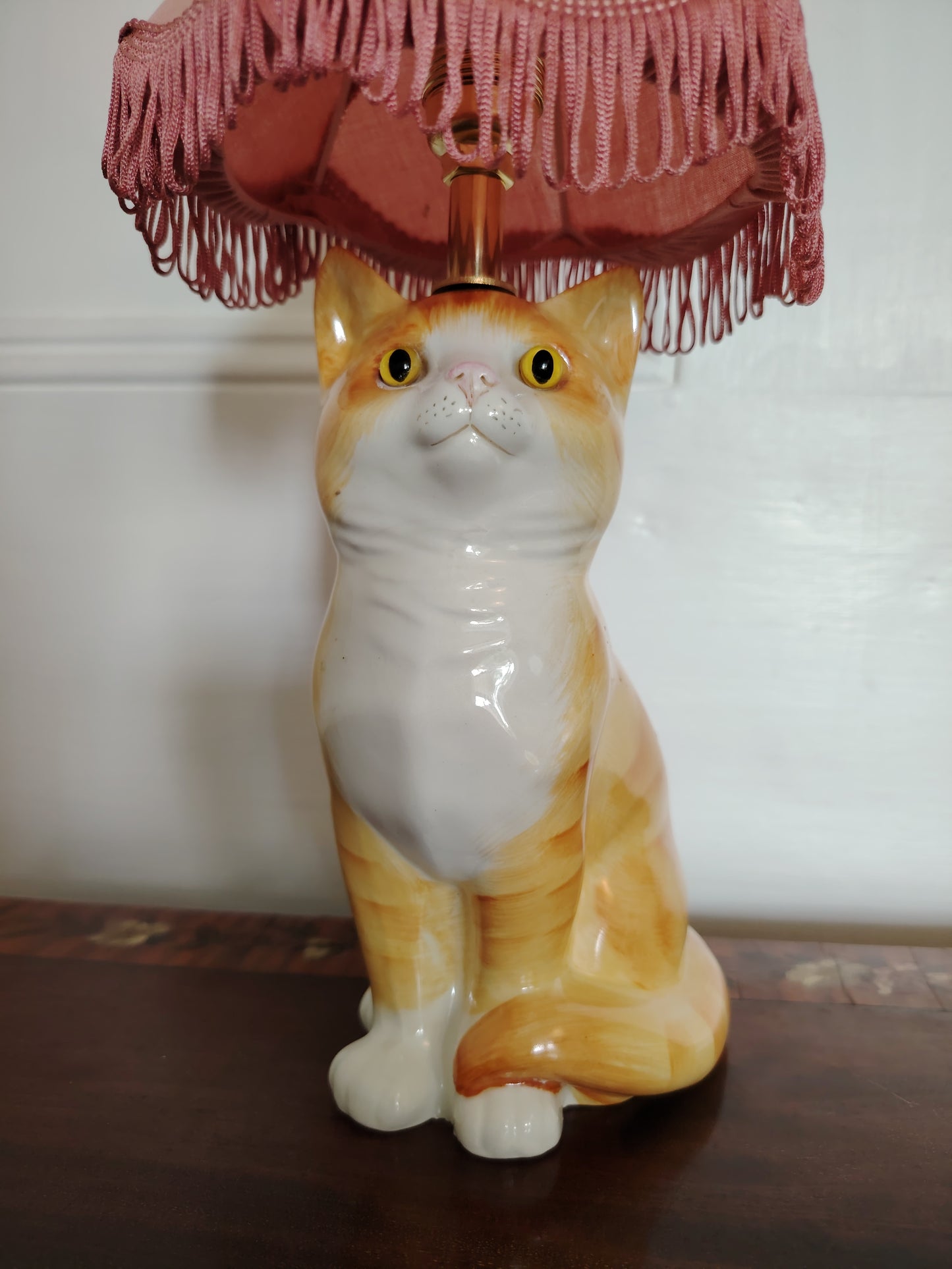 Vintage Reworked Small Ginger Cat Lamp