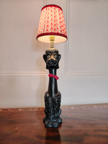 Upcycled 1950's Hand Painted Poodle Lamp