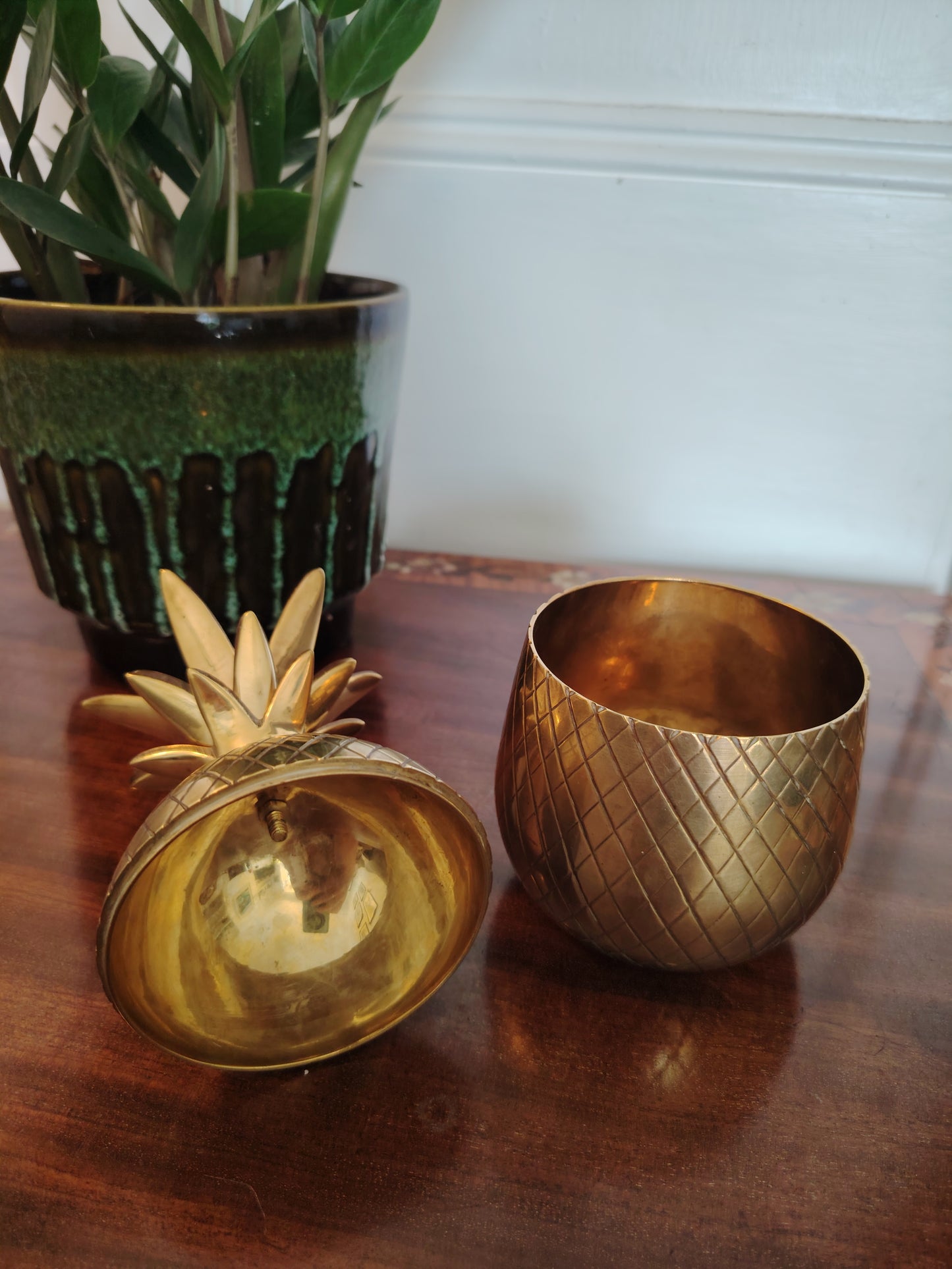 Vintage Mid Century Brass Pineapple Pot