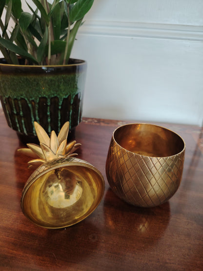 Vintage Mid Century Brass Pineapple Pot