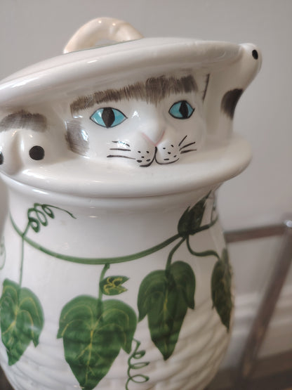 Vintage Peeping Kitten Cookie Jar