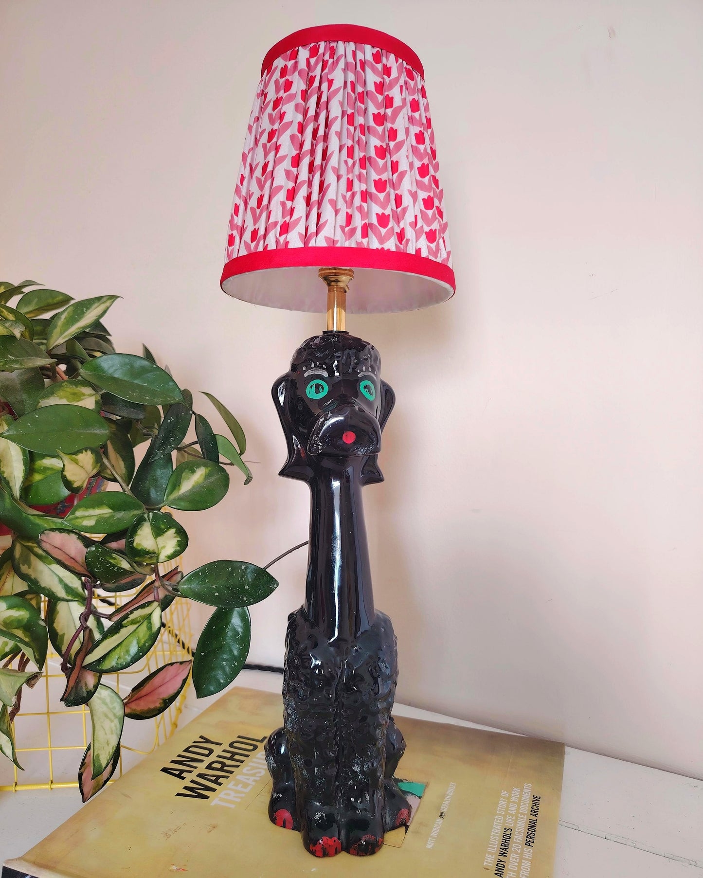 Upcycled 1950's Hand Painted Poodle Lamp