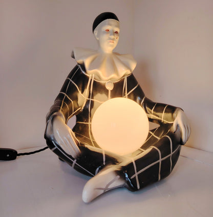 Large 1950's Pierrot Clown Lamp