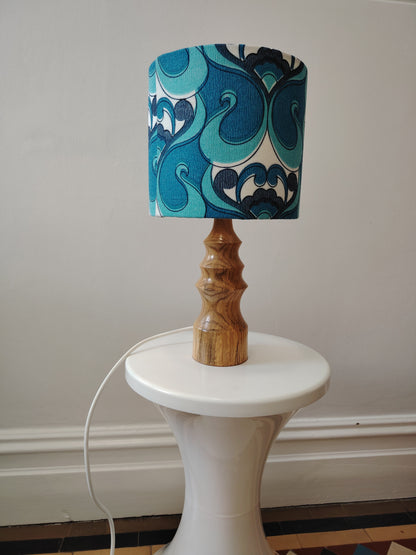 Vintage Turned Wood Lamp with Shade