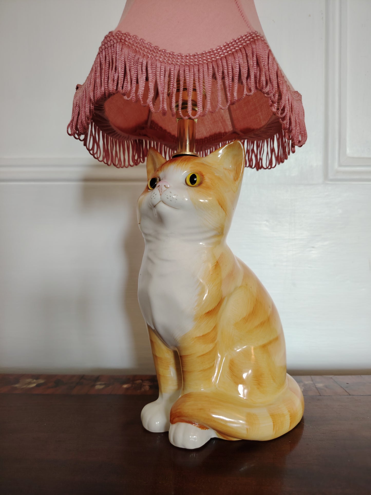Vintage Reworked Small Ginger Cat Lamp