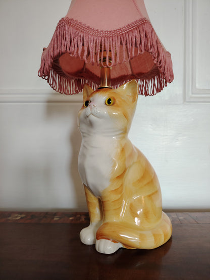 Vintage Reworked Small Ginger Cat Lamp