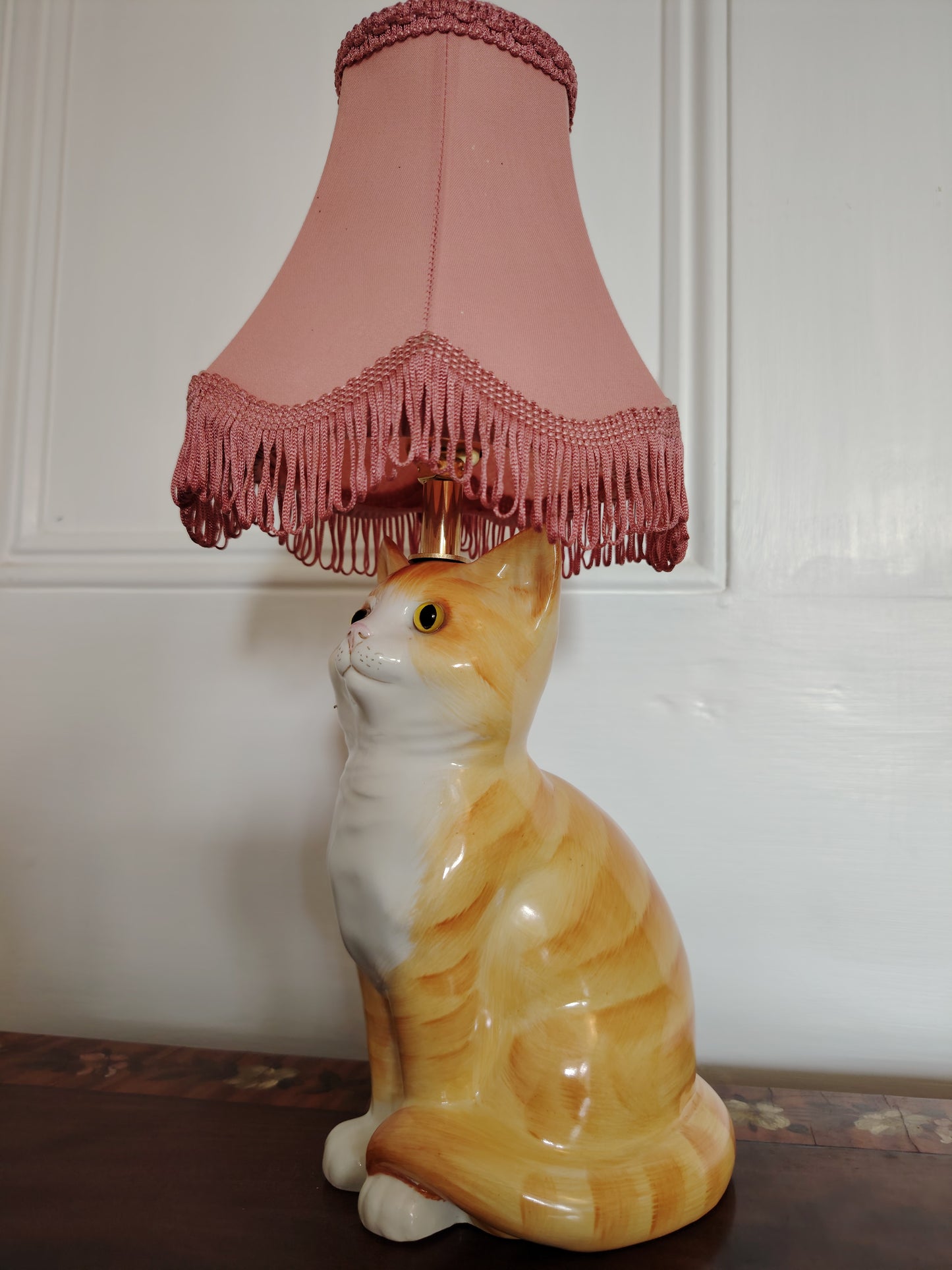 Vintage Reworked Small Ginger Cat Lamp