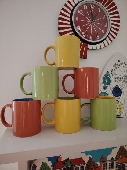 Set of 6 Vintage Colourful 90's Smiley Mugs