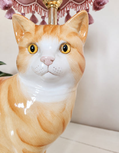 Large Vintage Reworked Ginger Cat Lamp 💕