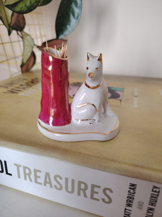Limoges Dog Catchall/ Cocktail Stick/Match Holder