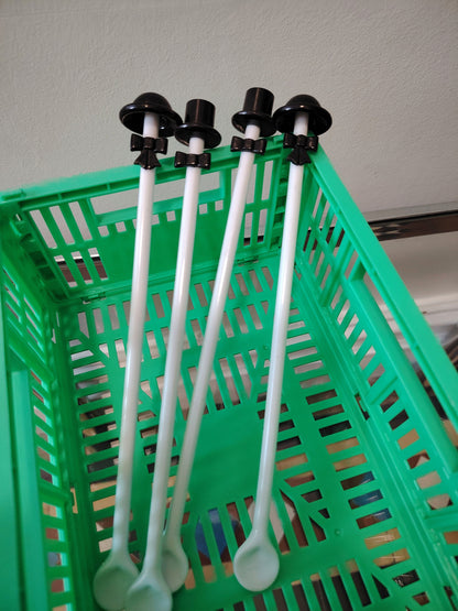 Set of 4 Top Hat and Bow ties cocktail stirrers