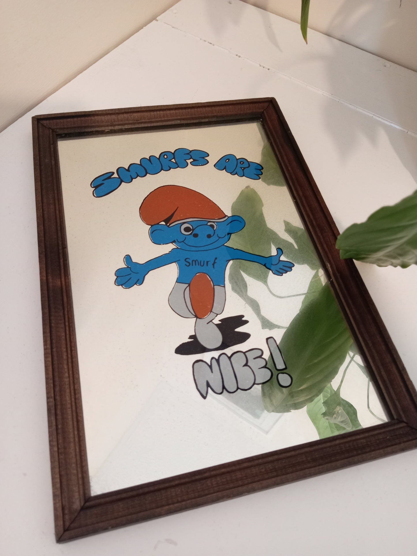 Vintage Smurf Picture mirror