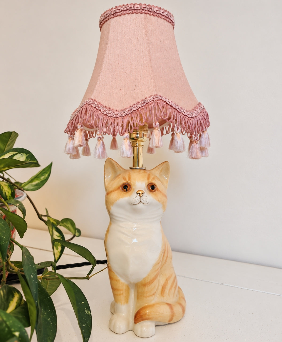 Vintage Reworked Small Ginger Cat Lamp 🐈