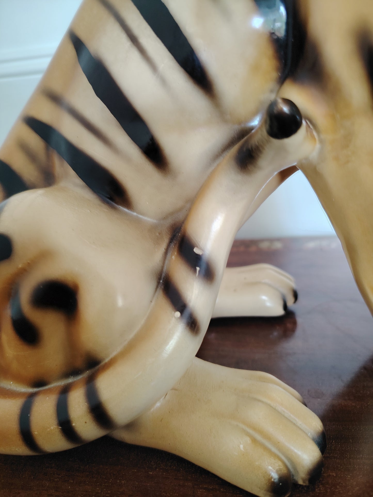 Large Reworked Mid Century Tiger lamp