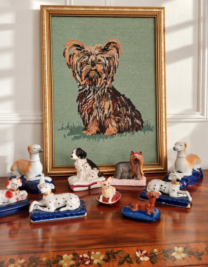 Large Vintage Kitsch Yorkie Framed Tapestry