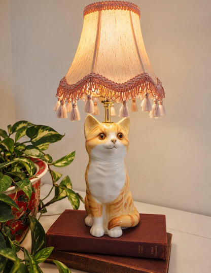 Vintage Reworked Small Ginger Cat Lamp 🐈