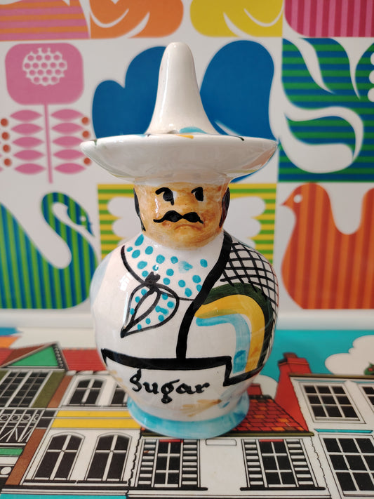 Vintage Toni Raymond Mexican Sugar Shaker blue handkerchief