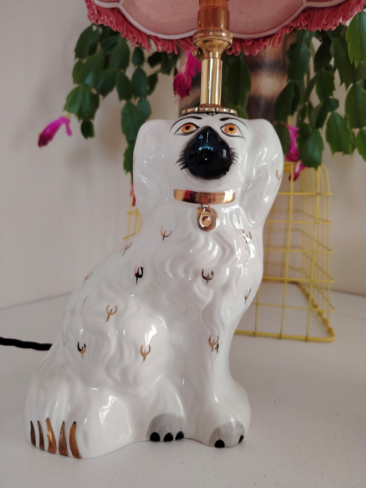 Pair of Antique Wally Dog upcycled lamps