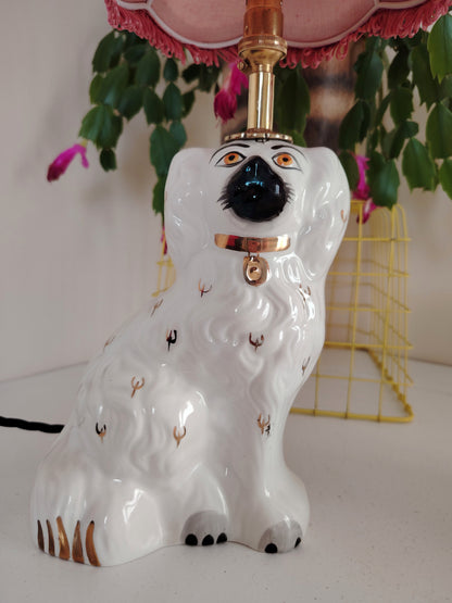 Pair of Antique Wally Dog upcycled lamps