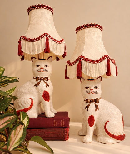 Vintage Pair of Reworked Staffordshire Style Cat Lamps 🎀✨