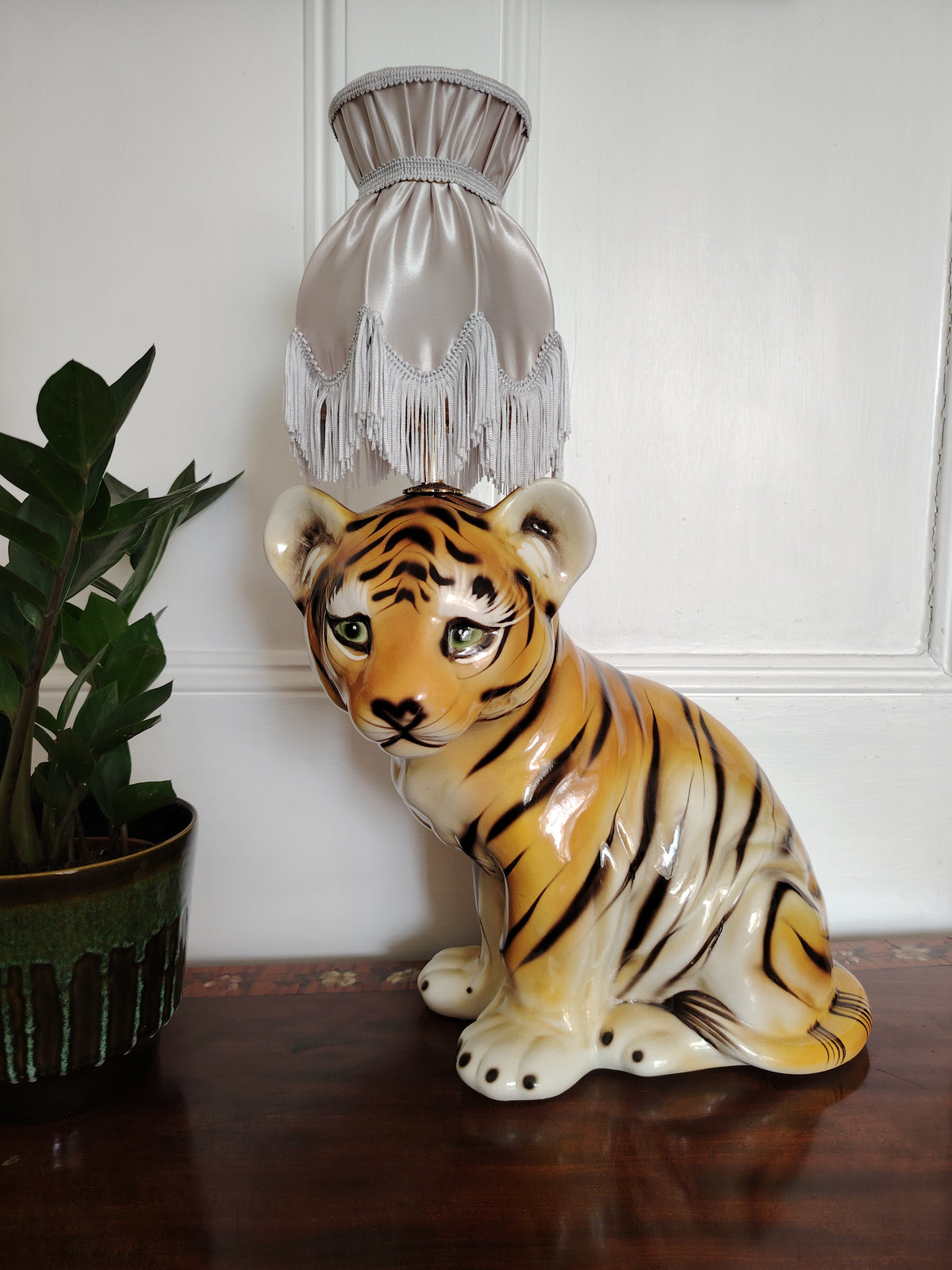 Large Reworked Mid Century Tiger Cub lamp