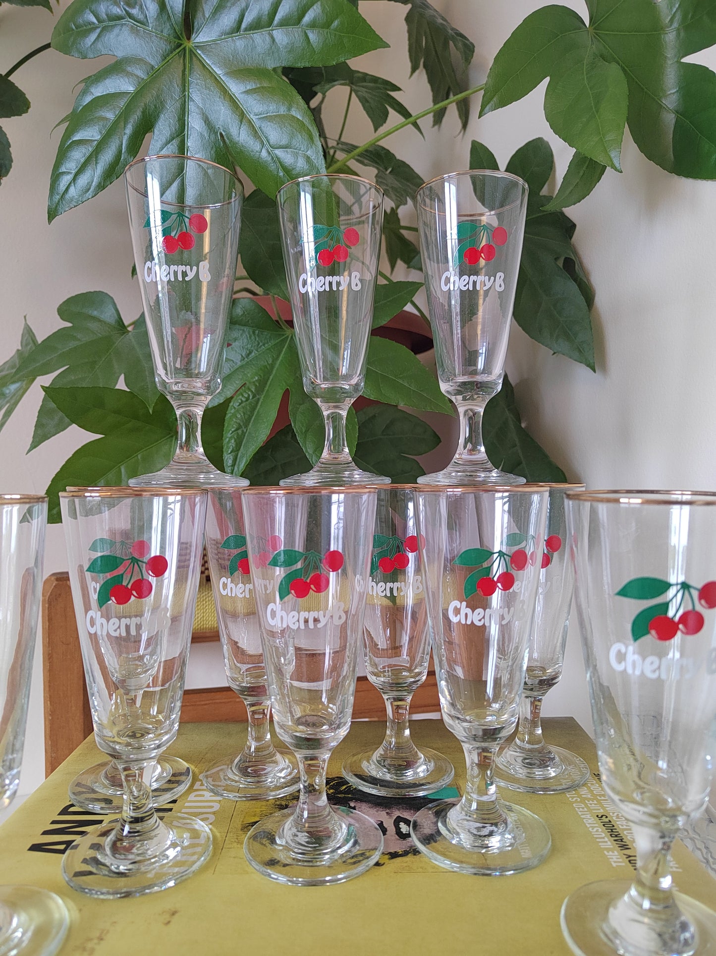 Vintage Cherry B Flute Glasses, listing for 6