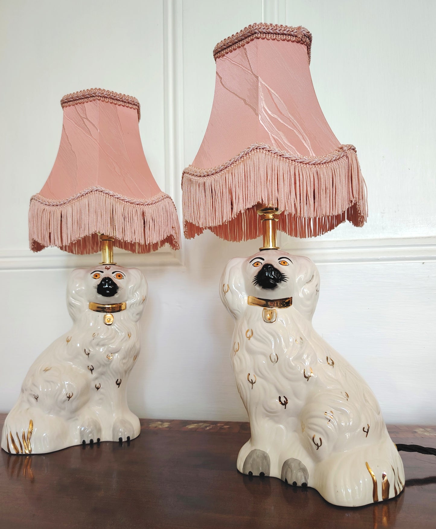 Pair of Vintage Reworked Beswick Pot Dog Lamps