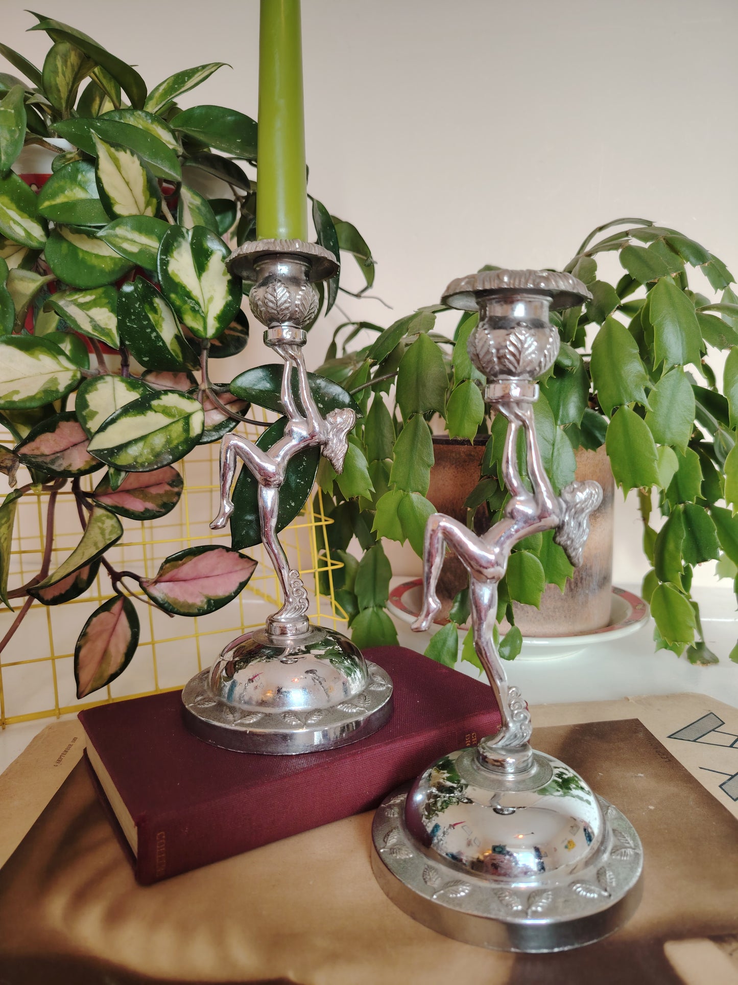 Art Deco Style Chrome Nude Lady Candle Holder (Listing for 1)
