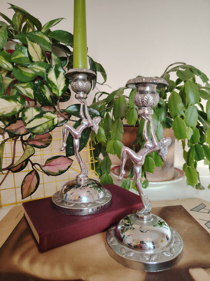 Art Deco Style Chrome Nude Lady Candle Holder (Listing for 1)