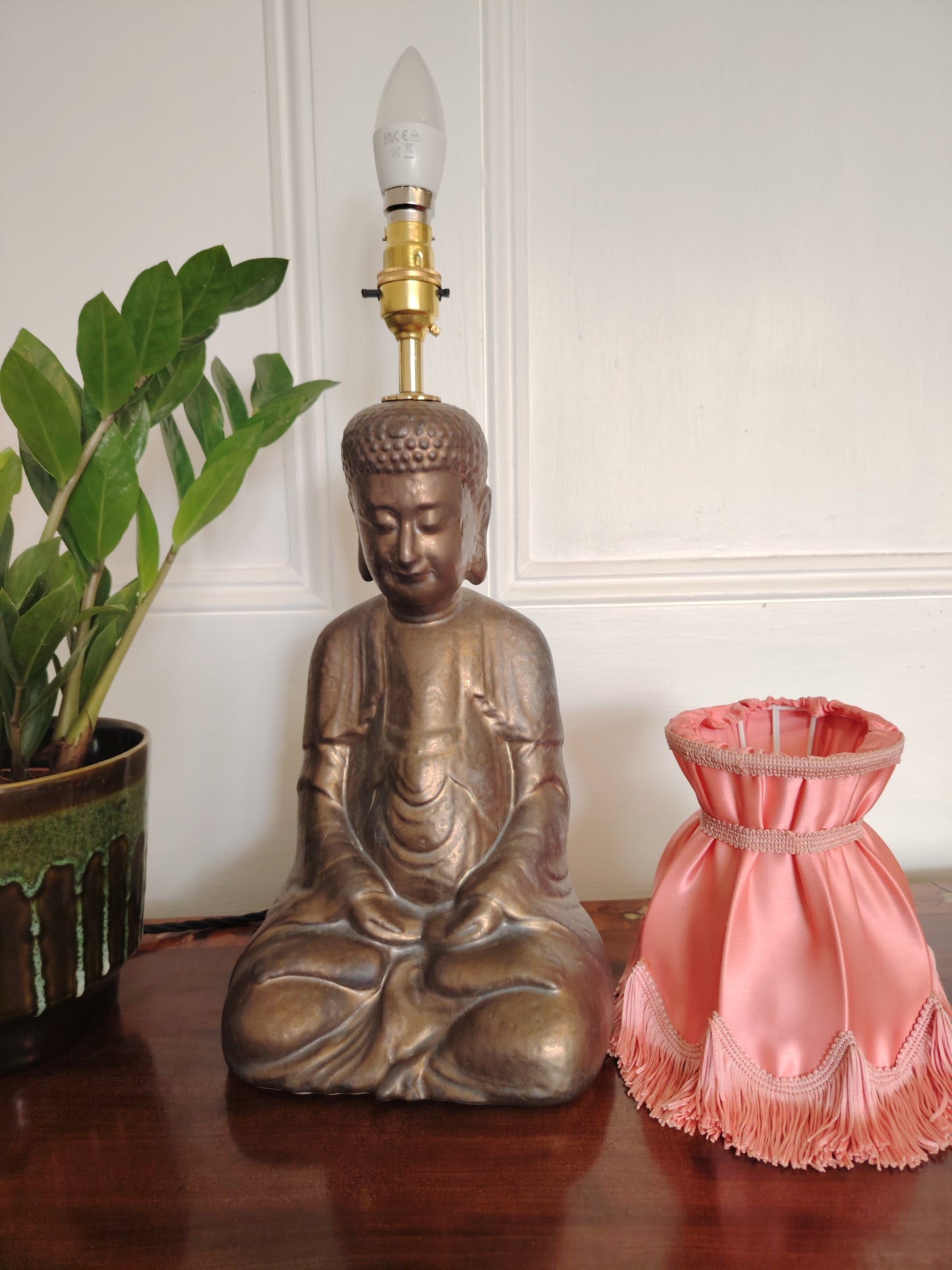 Large Vintage Upcycled Buddah Lamp