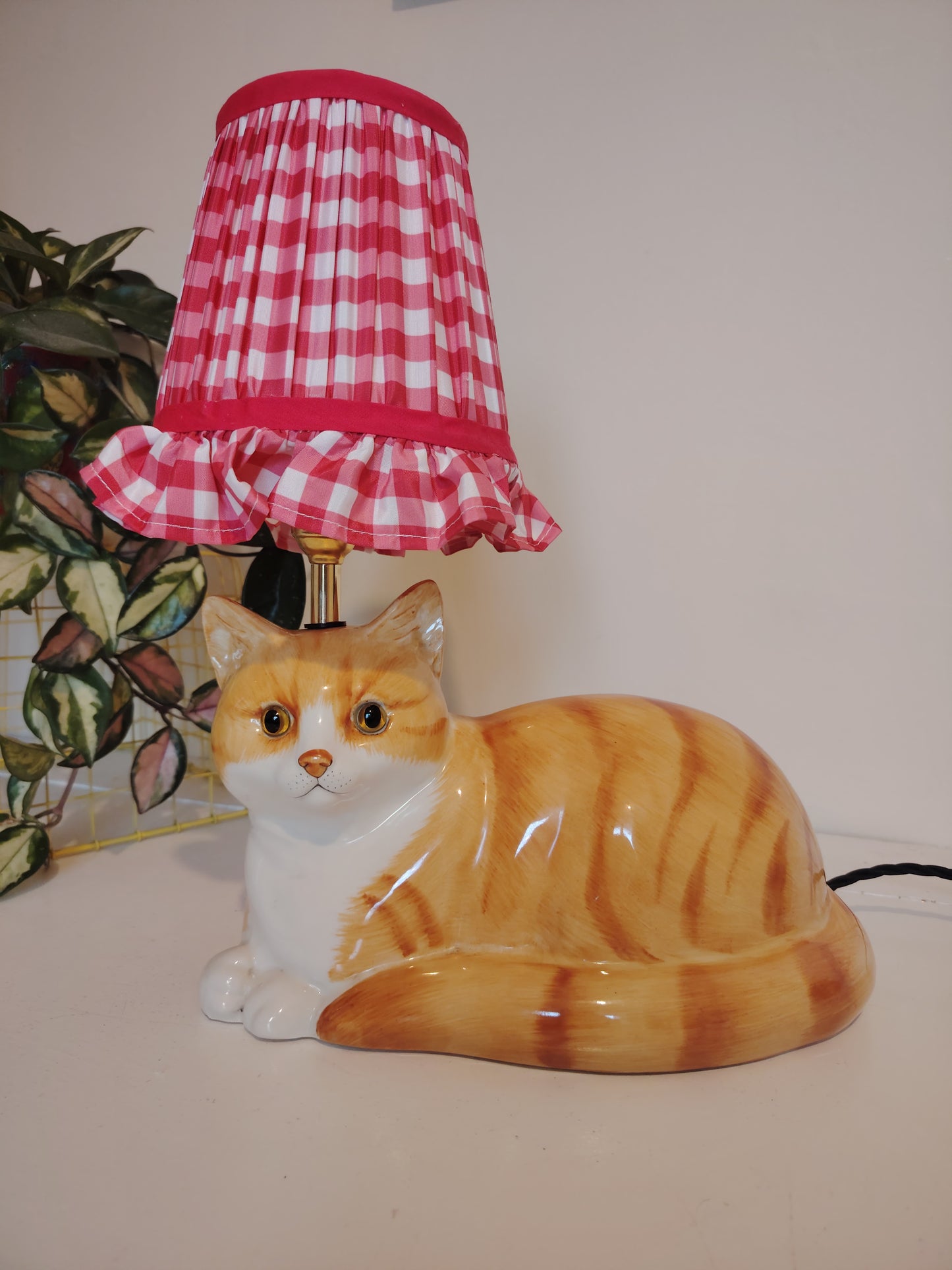 Large Ginger and White "Just Cats" Upcycled Cat Lamp