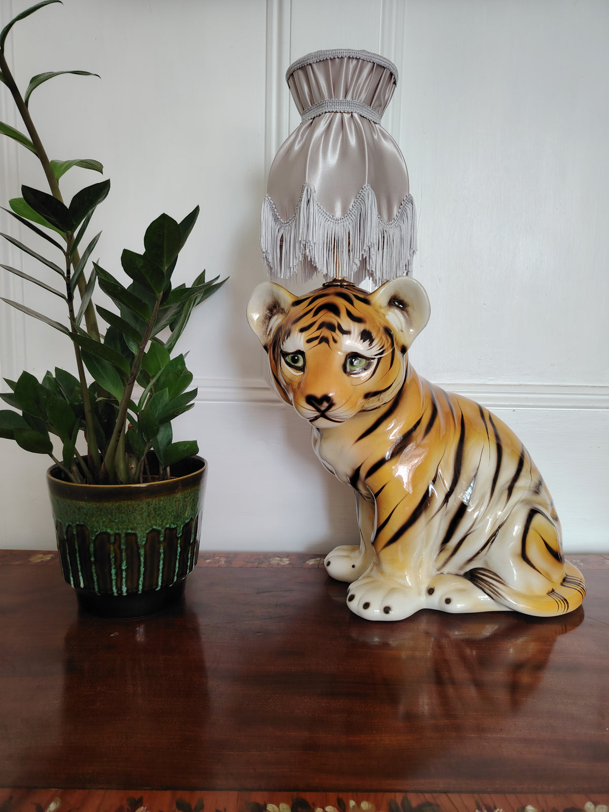 Large Reworked Mid Century Tiger Cub lamp