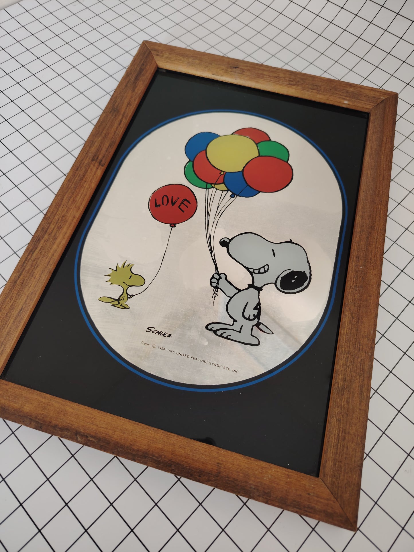 Vintage Snoopy and Woodstock Balloons Picture Mirror