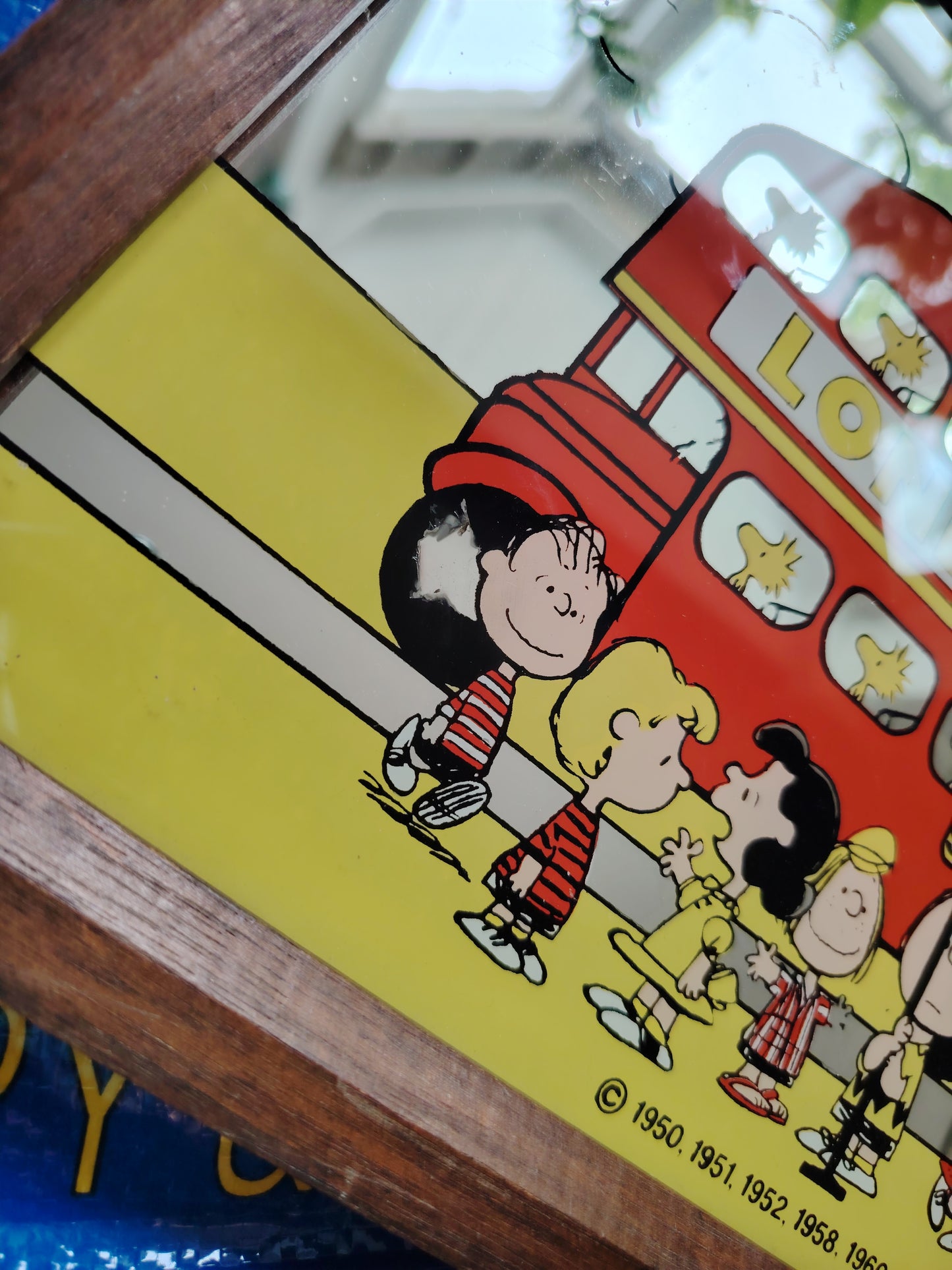 Rare Vintage 1960's Snoopy London Bus Picture Mirror