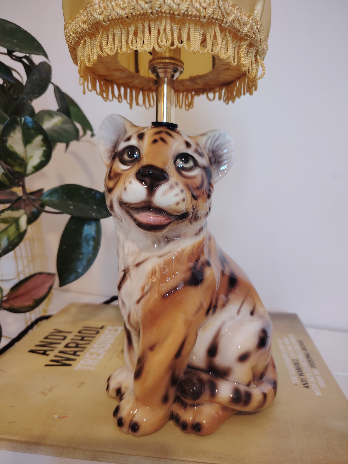 Upcycled Mid-Century Small Tiger Cub Lamp