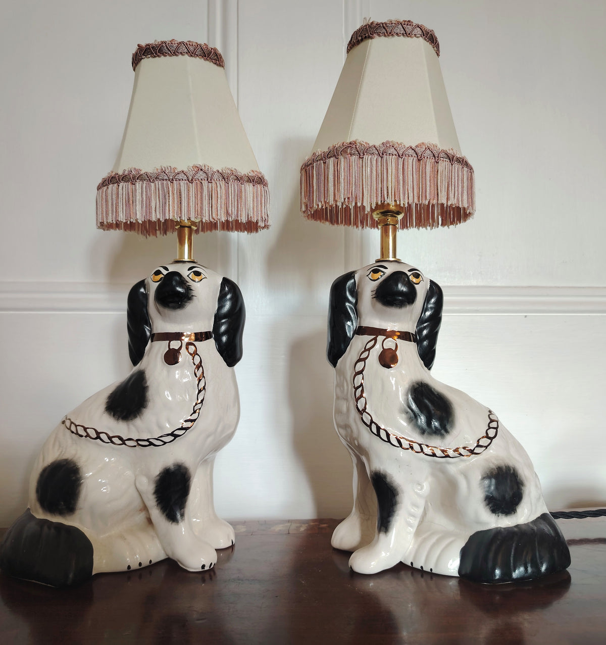 Pair of Vintage Reworked Pot Dog Lamps