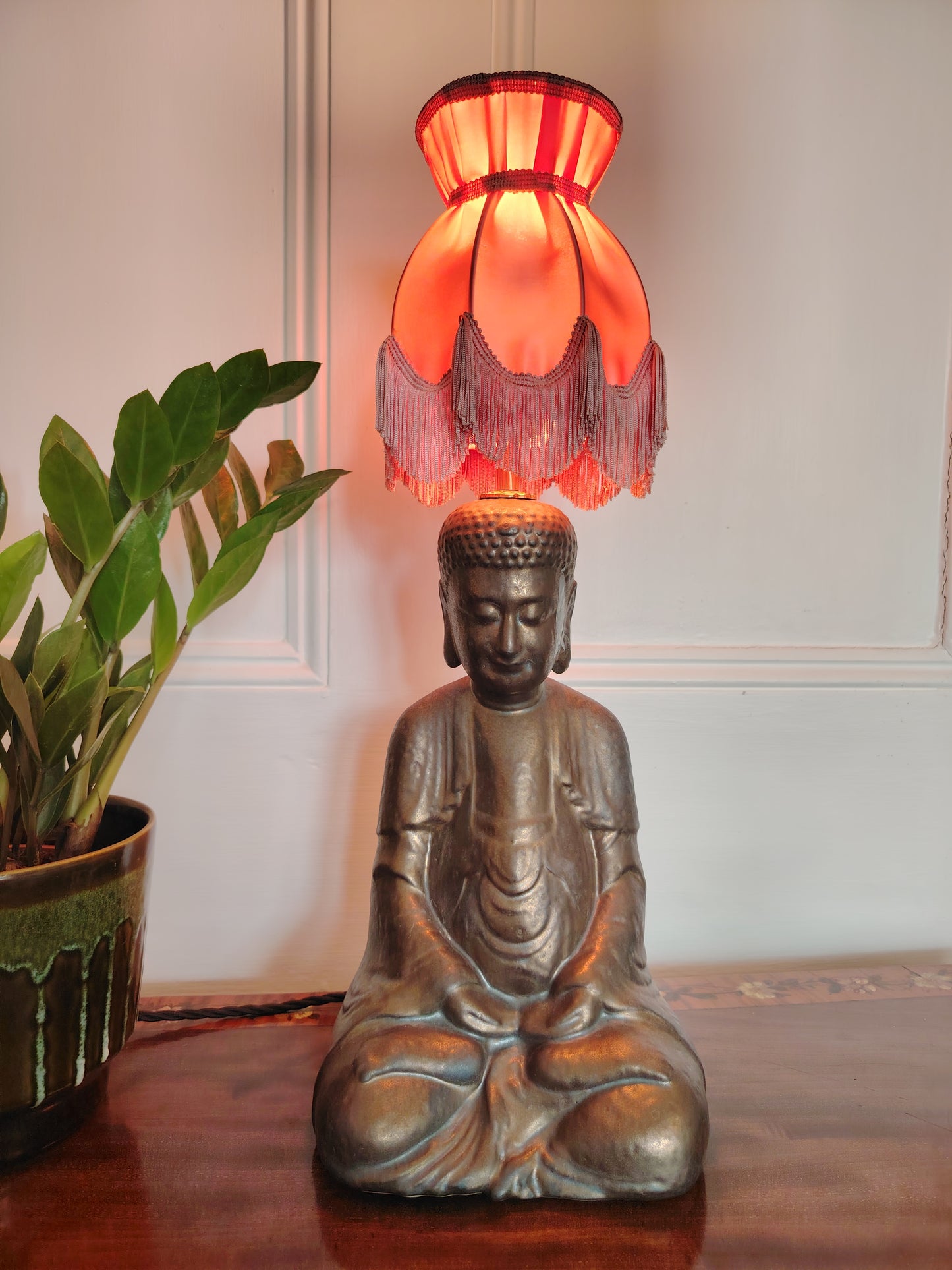 Large Vintage Upcycled Buddah Lamp