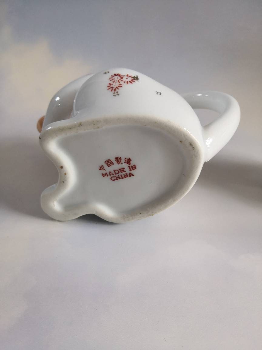 Vintage 70's Small Lucky Cat Teapot with Goldfish