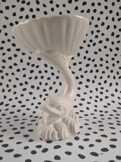 White Ceramic Dartmouth fish and shell soap/ trinket dish